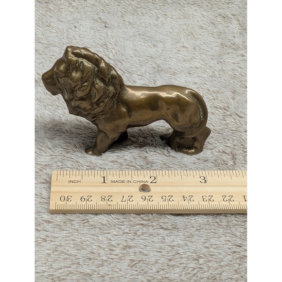 Other - Vintage Mid Century Solid Brass Lion Figurine Heavy MCM Animal Art 1960s 1970s